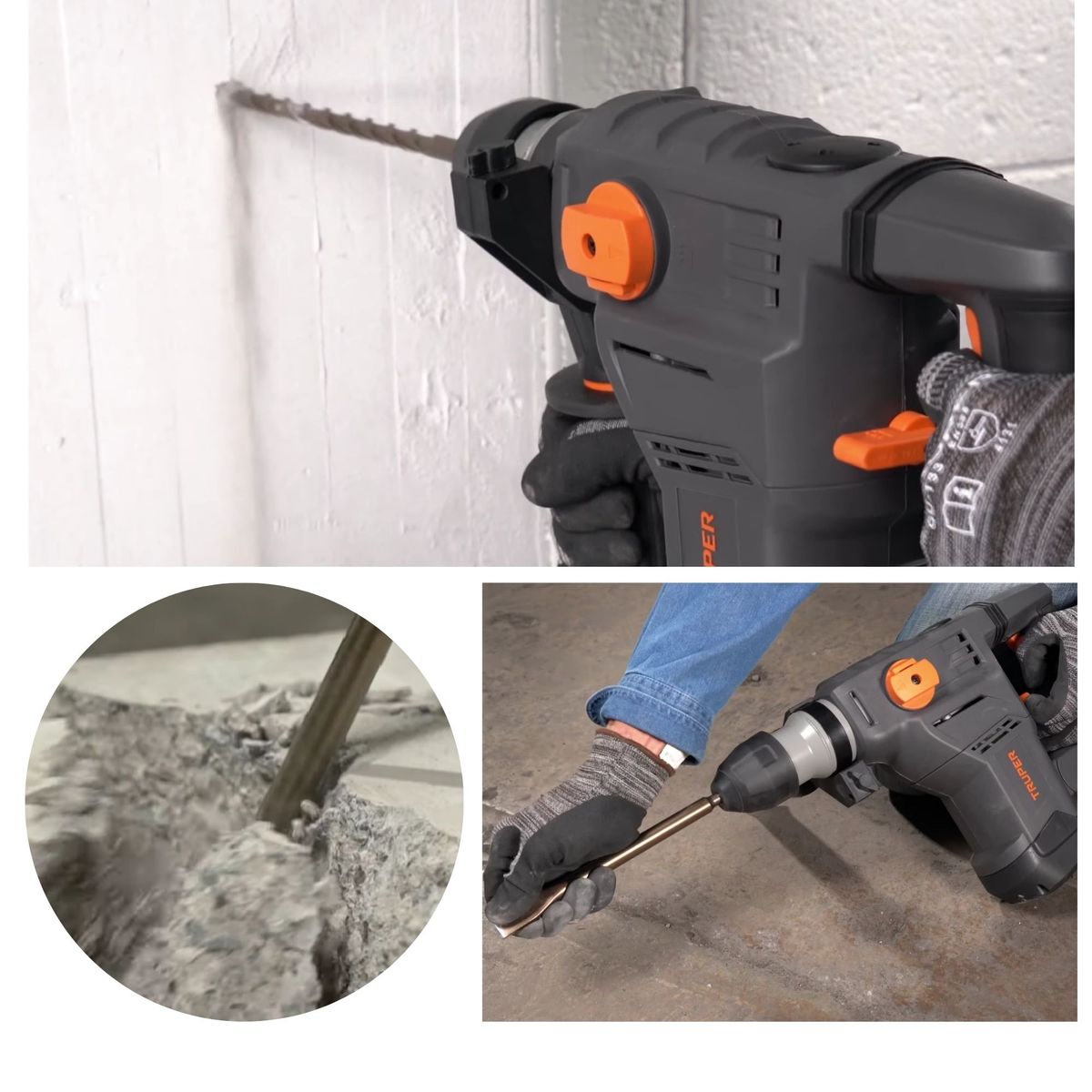 TRUPER - Rotomartillo industrial SDS PLUS 5 JOULES 220V, Truper