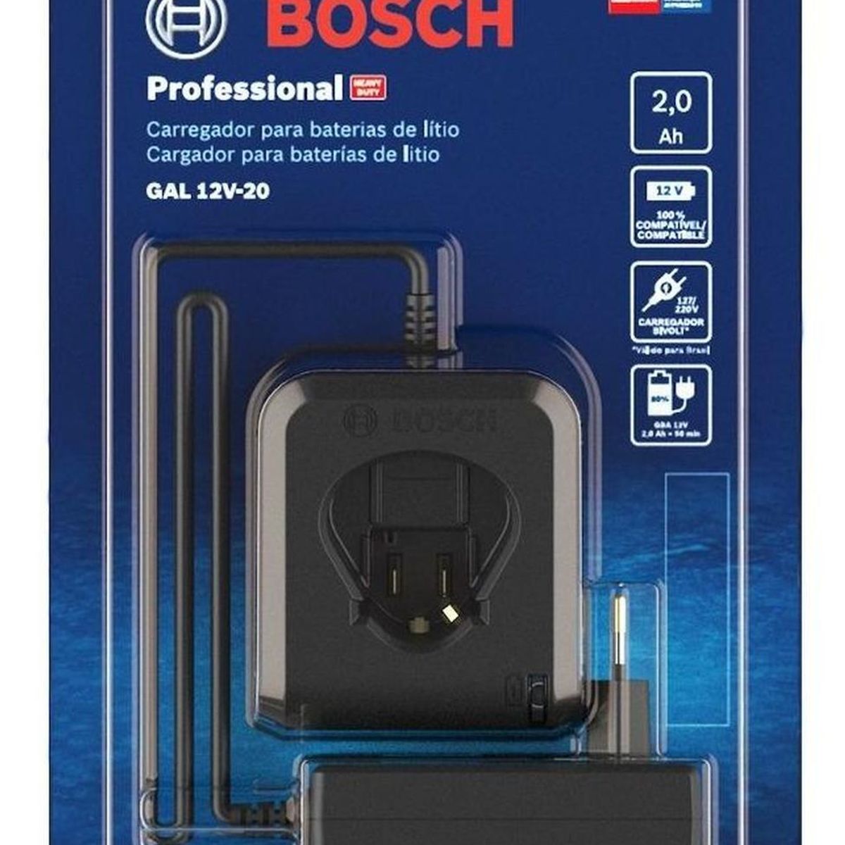 BOSCH - Cargador de Baterías Ion-Litio 12V Bivolt Blister Bosch GAL 12V-20