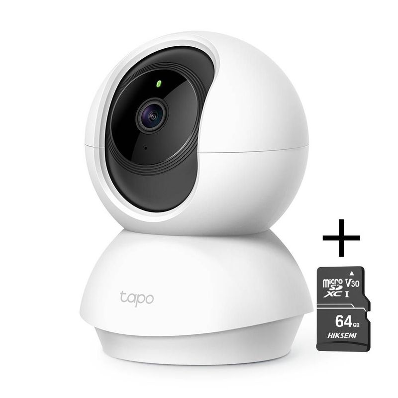 TP LINK - Cámara de Seguridad Giratoria para Casa Wi-Fi 2K TAPO C210  MicroSD 64GB