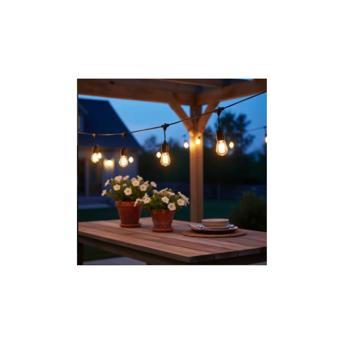 GENERICO - Luces Guirnalda Tendales Vulcanizado + 20 Focos Vintage enroscable