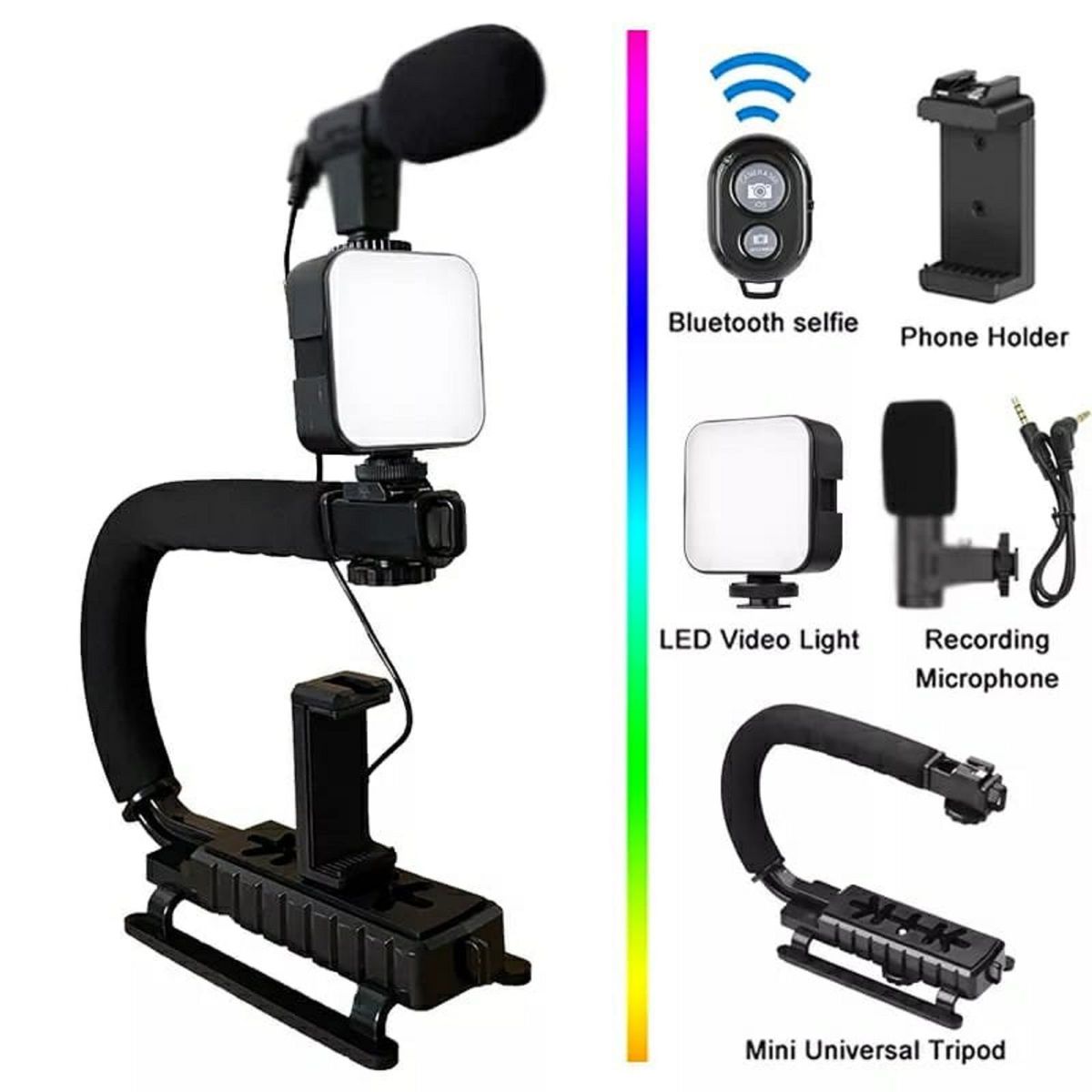 GENERICO - Soporte Estabilizador AY 49U Celular Cámara con Led Micrófono Control