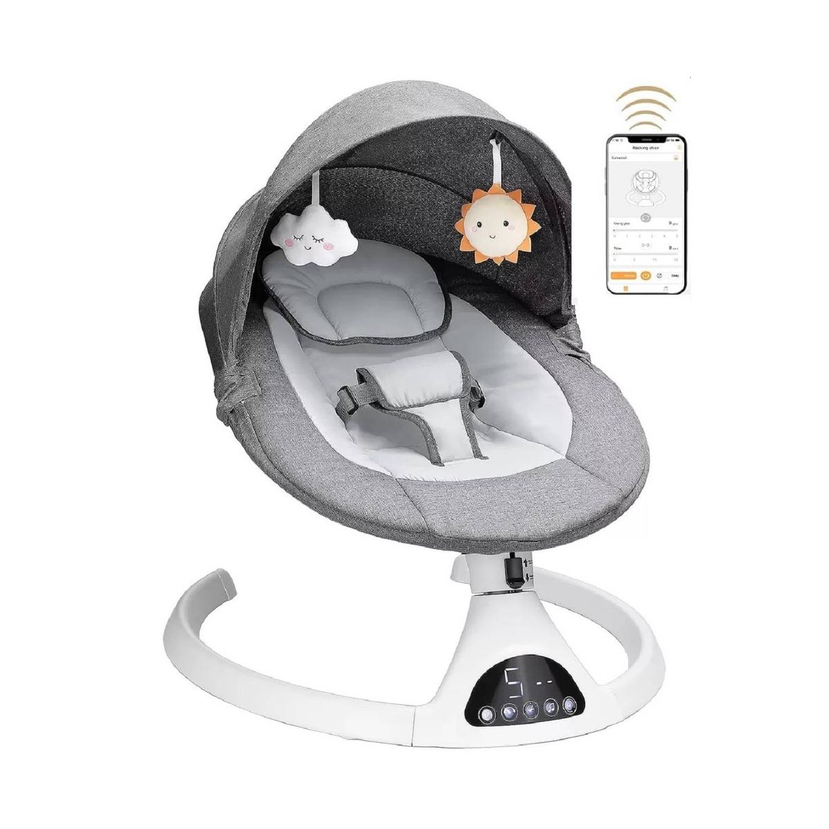 PERU IMPORTACIONES - MECEDORA ELÉCTRICA GRIS PARA BEBÉ CON  APP