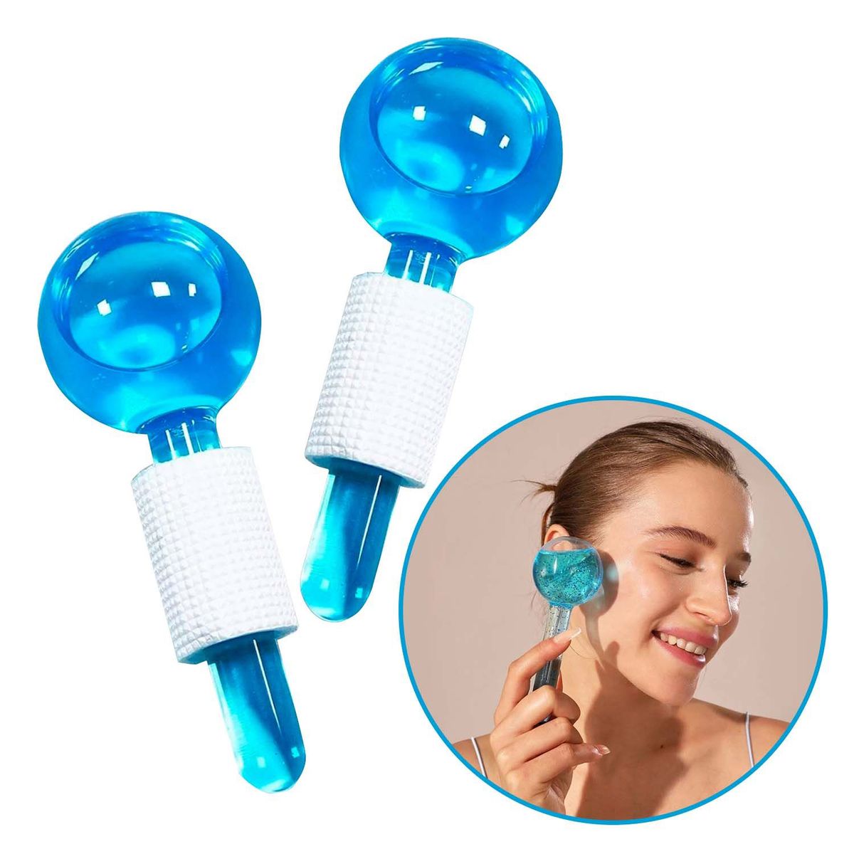 BUYPAL - Rodillo Masajeador Facial Esferas Frias Vidrio Ice Globes