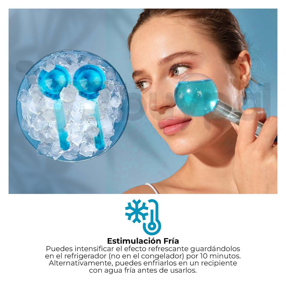 BUYPAL - Rodillo Masajeador Facial Esferas Frias Vidrio Ice Globes