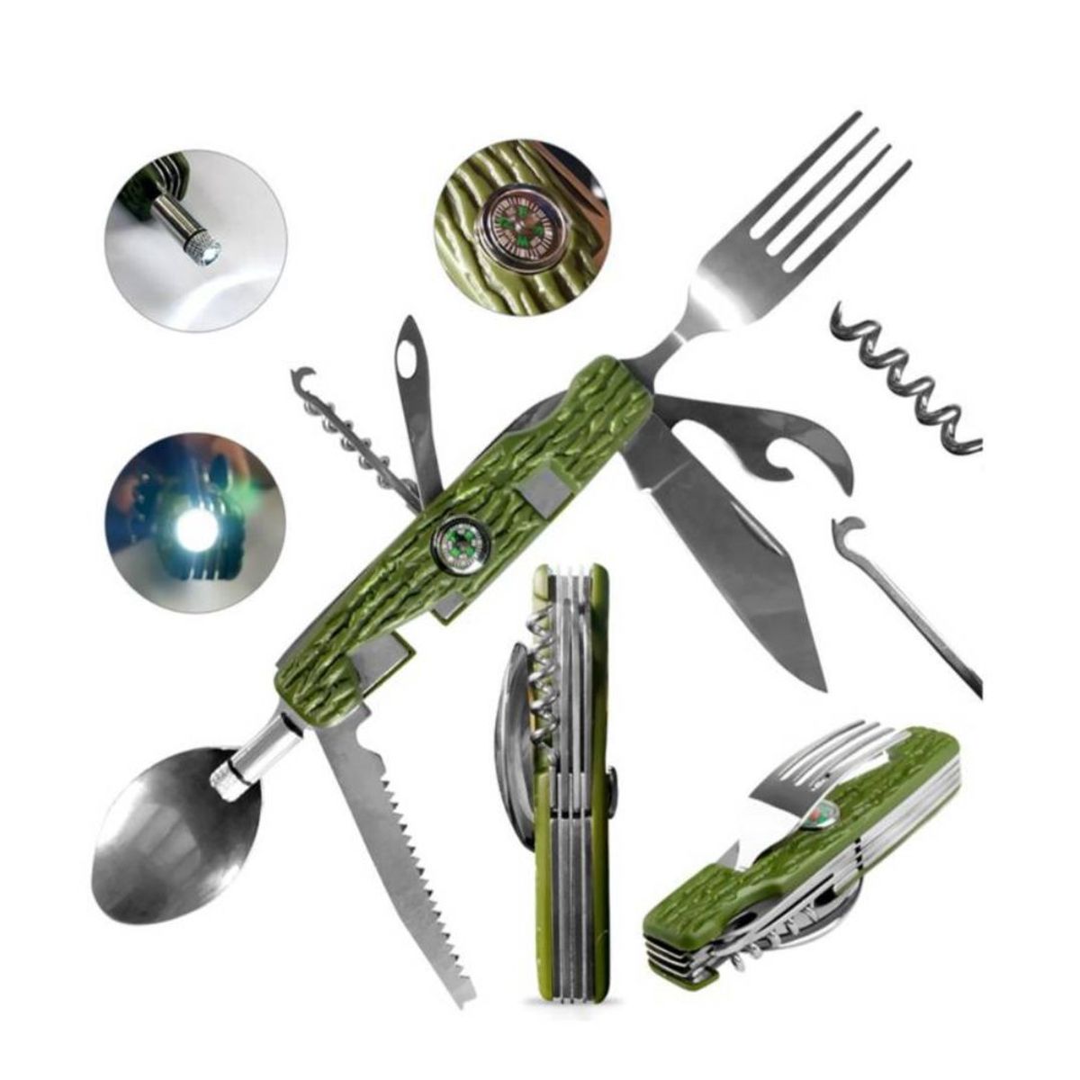GENERICO - Navaja Multiusos Cubiertos 11 Funciones Camping