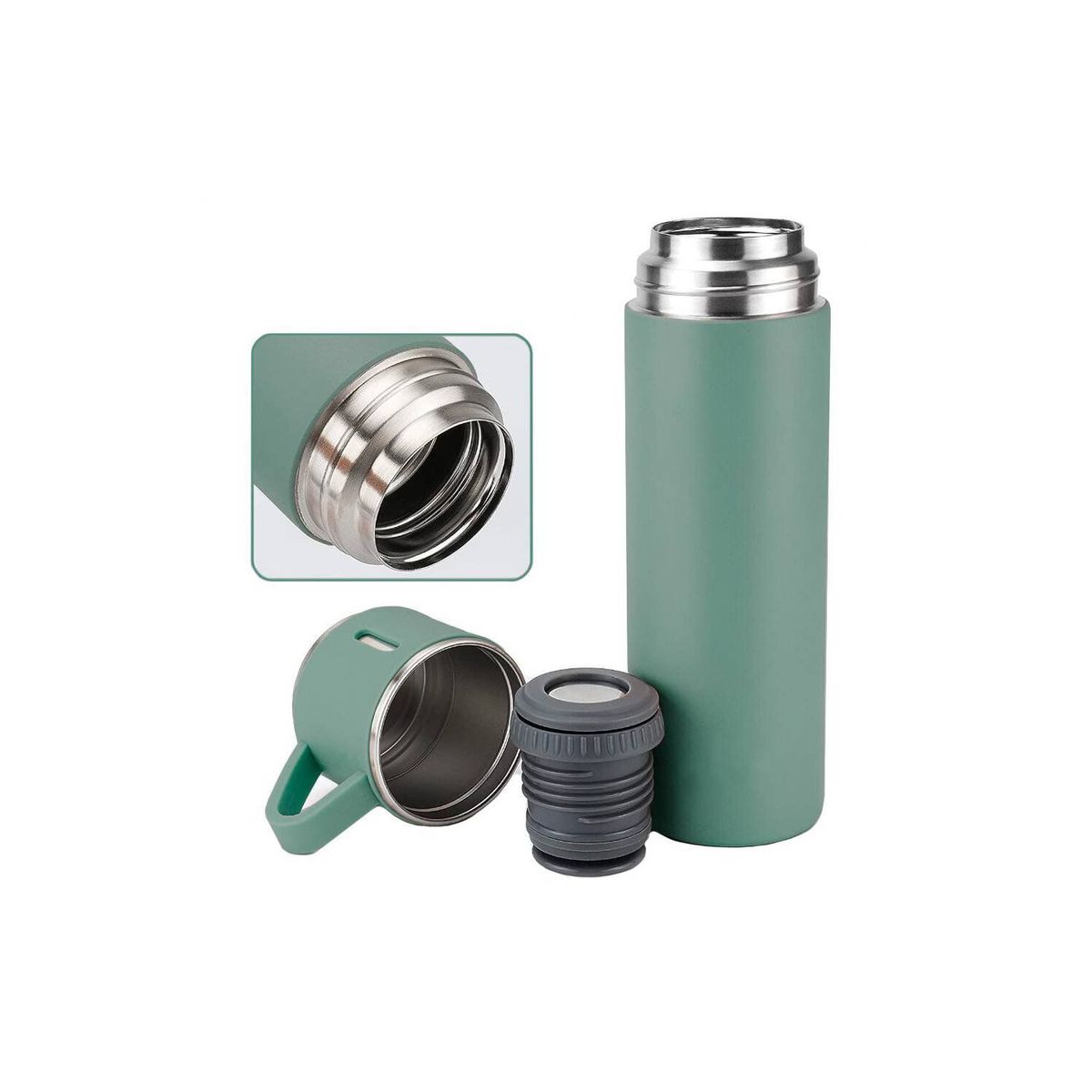 LH ELECTRONIC - Set de 3 Piezas Termo 500ml C/ Tazas de Acero V