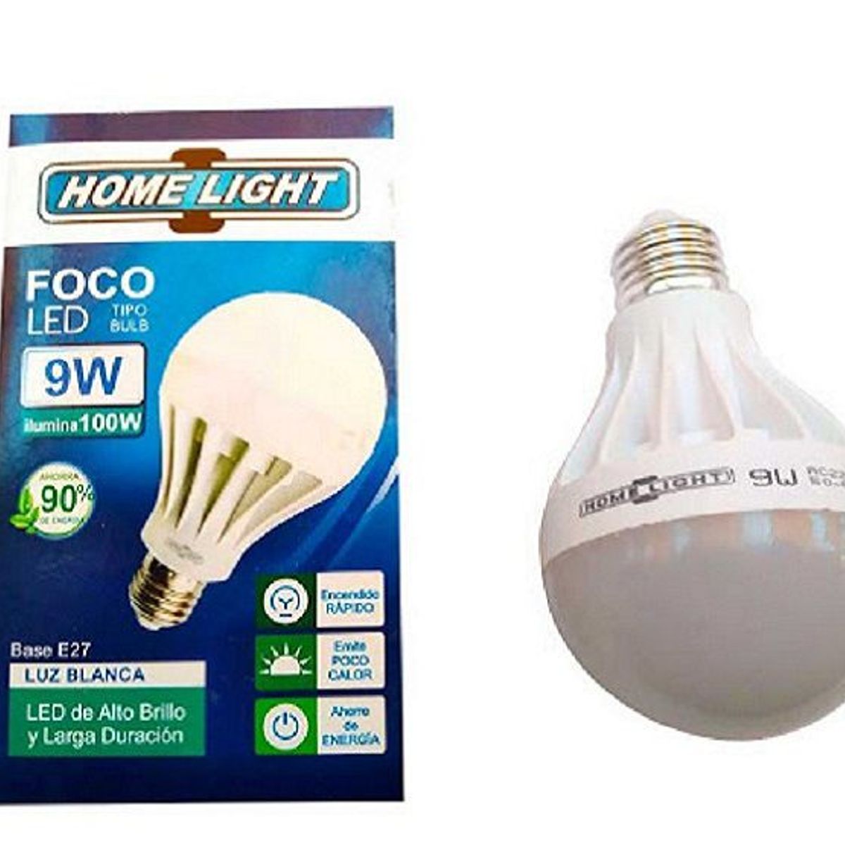 HOME LIGHT - Foco LED Deluxe 9W Luz Dia Base E27 Home Light - Blanco