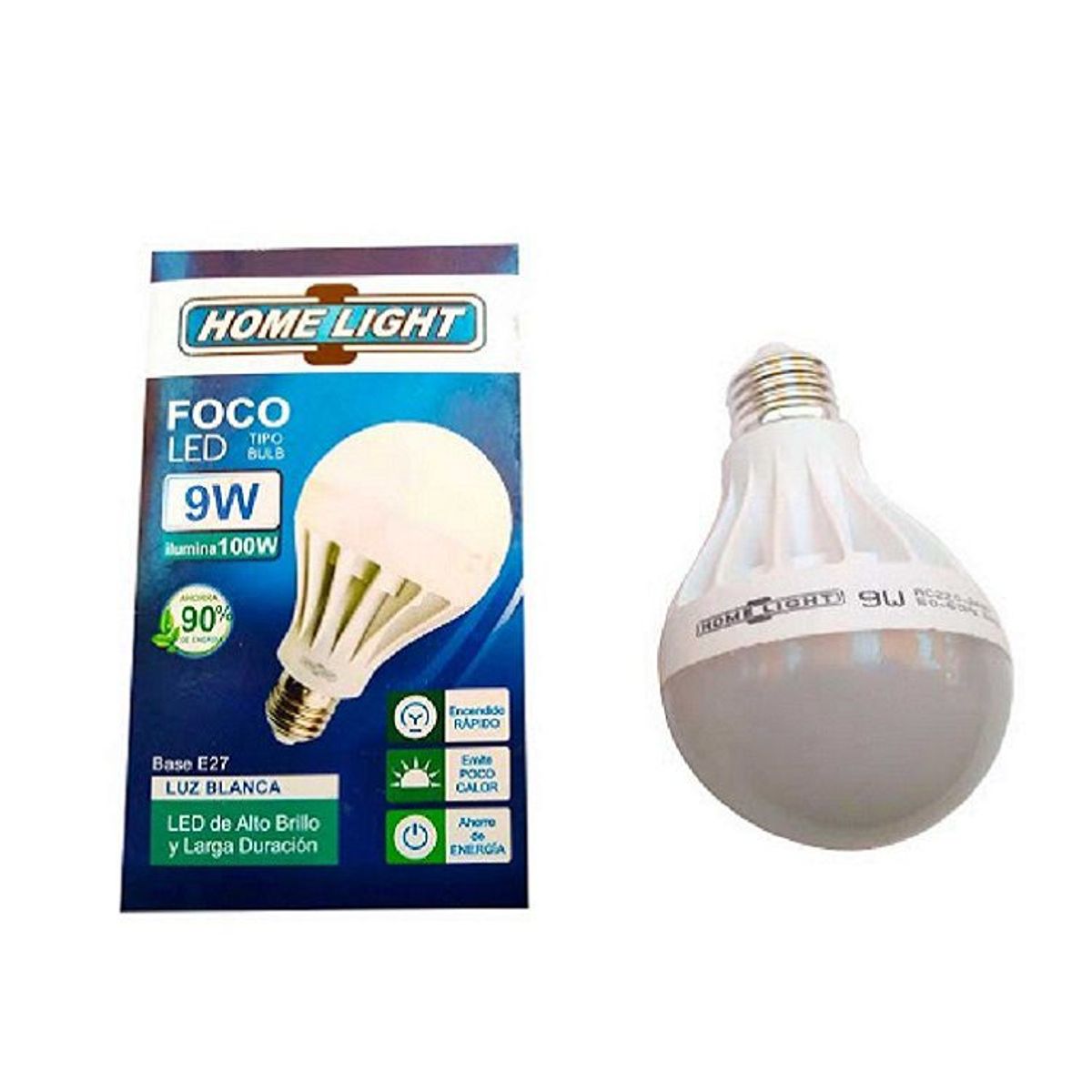 HOME LIGHT - Foco LED Deluxe 9W Luz Dia Base E27 Home Light - Blanco