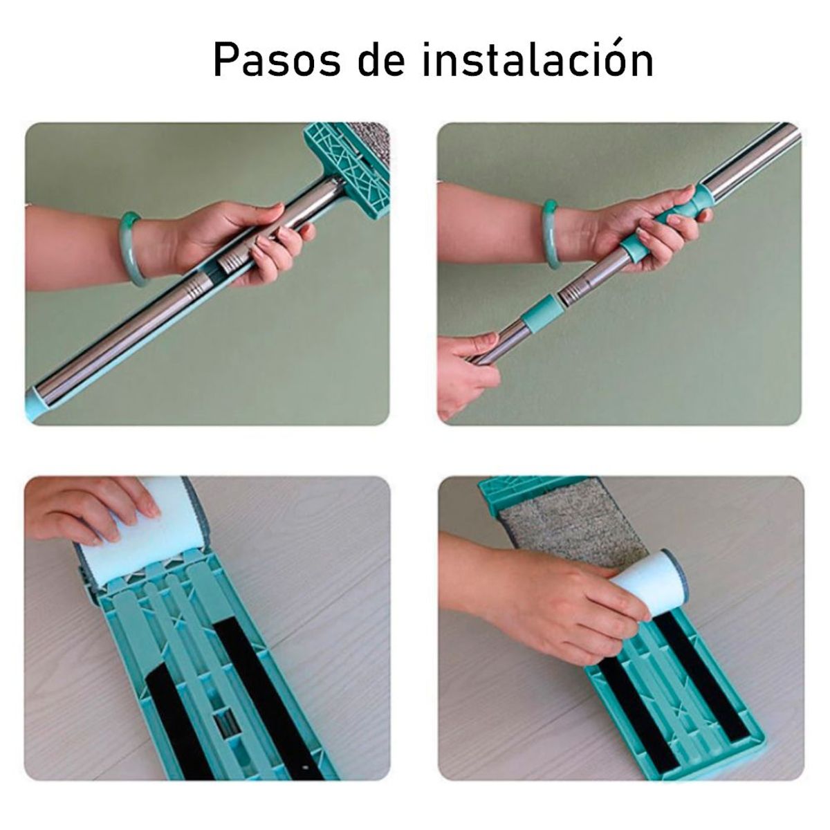 GENERICO - Trapeador Plano 360° 2 Mopas VD Y Colgador Doble de Regalo