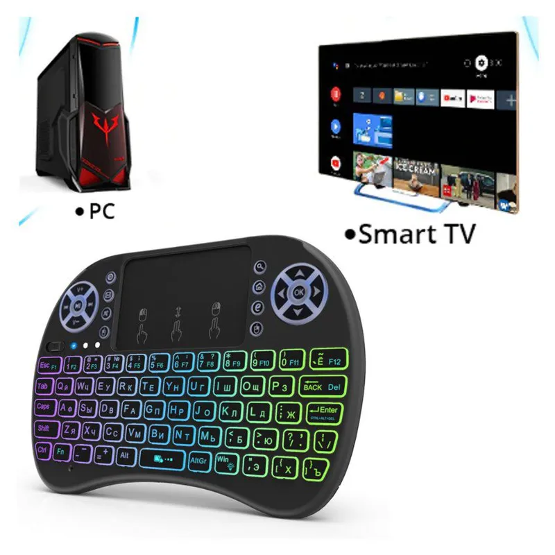 GENERICO - Mini Teclado Rgb TouchPad Inalambrico Recargable Smart-Tv  Tv-Box
