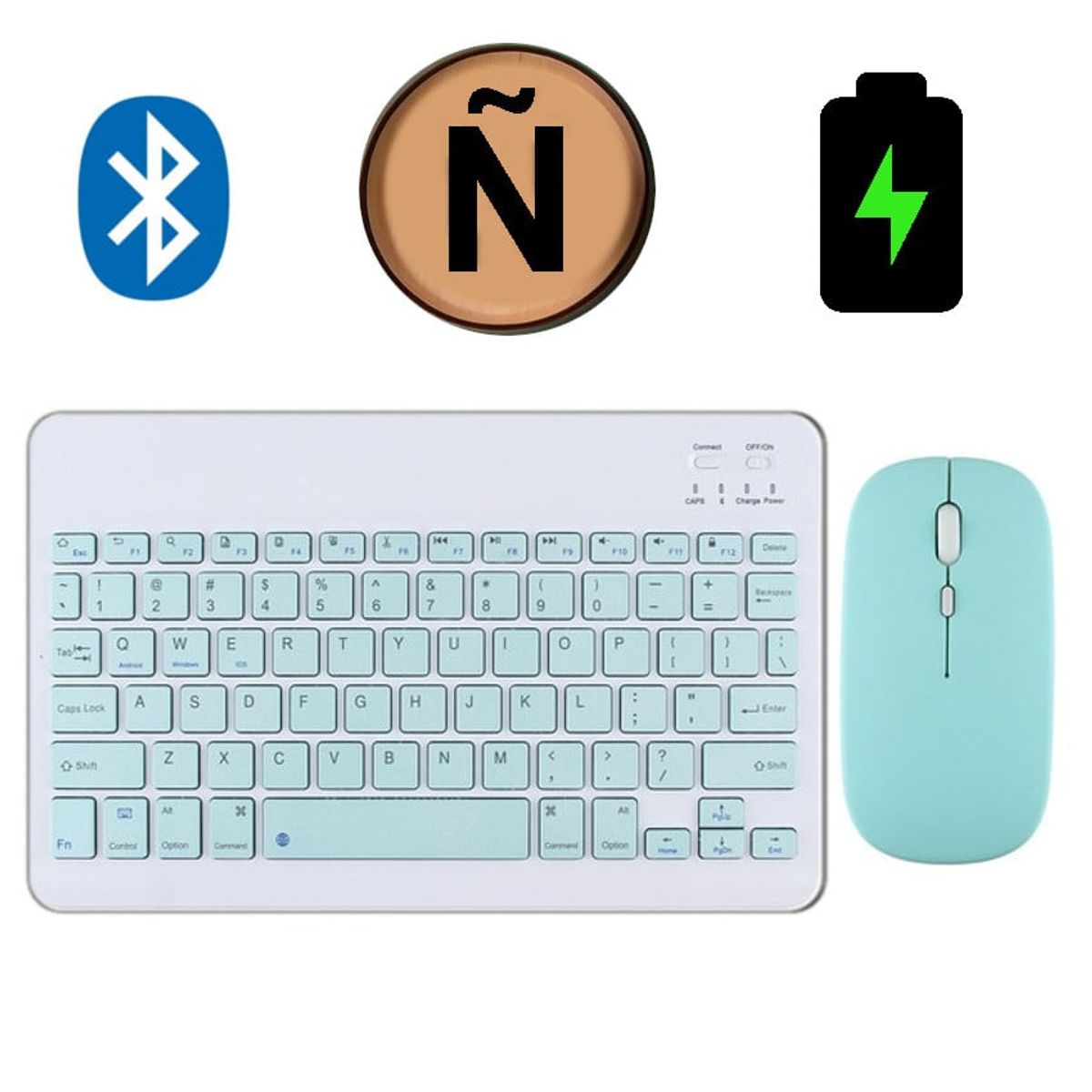 GENERICO - Teclado Mouse Bluetooth Recargable Pc Android Ipad Mac Tablet Verde