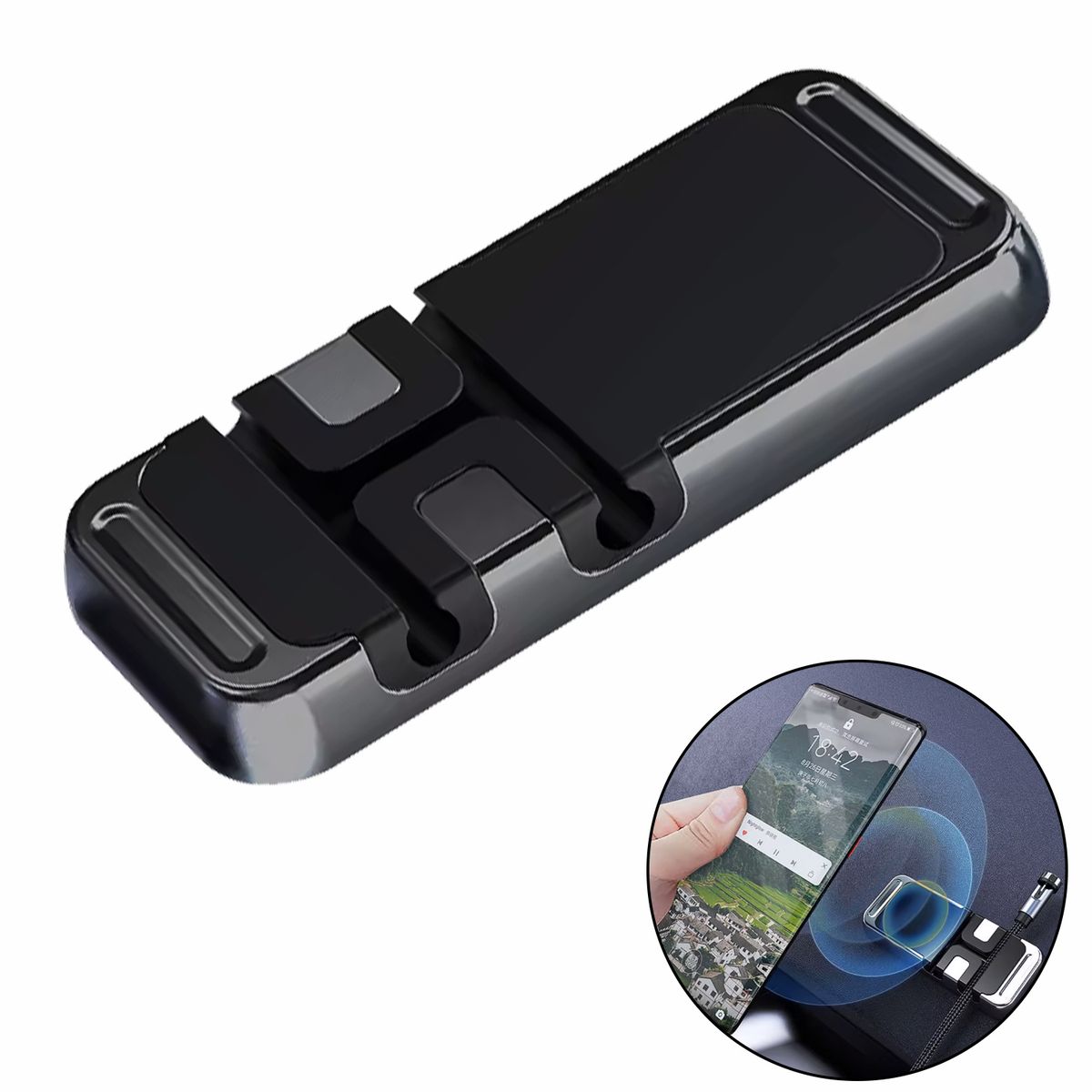 FLOVEME - Soporte magnético con sujetador de cables color negro para autos o más