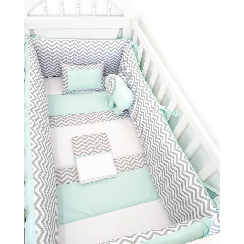 GENERICO - Protectores Laterales Parachoques de cuna diseño Zig Zag