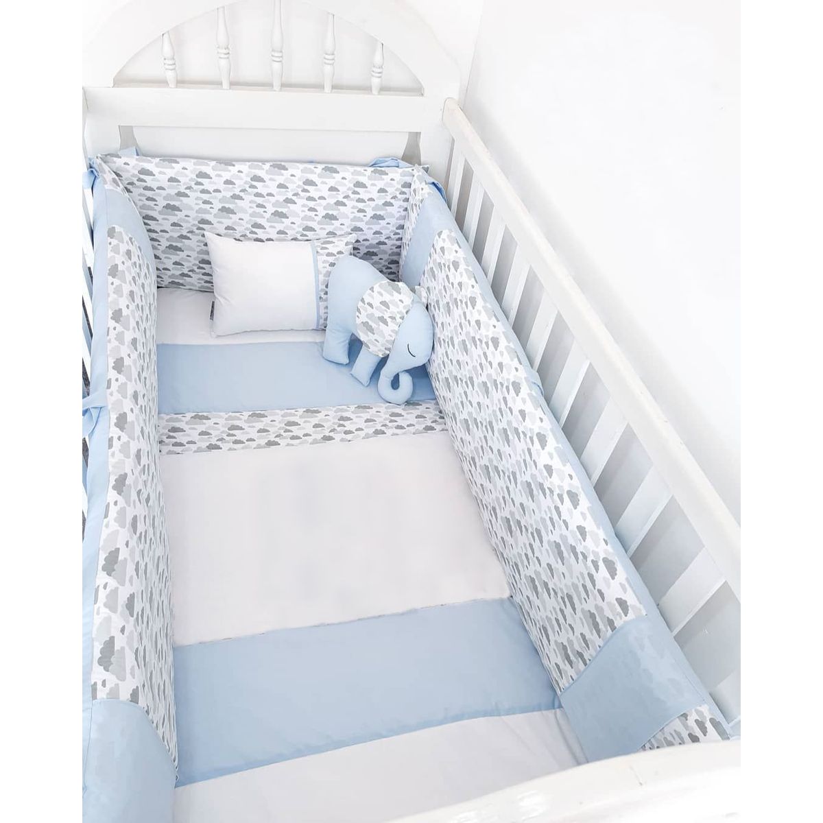 GENERICO - Protectores Laterales Parachoques de cuna diseño Nubecitas