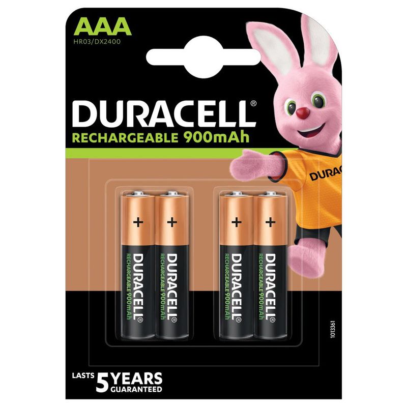 DURACELL - Pilas Recargables Duracell AAA. Blister de 04 pilas.900 mAh.