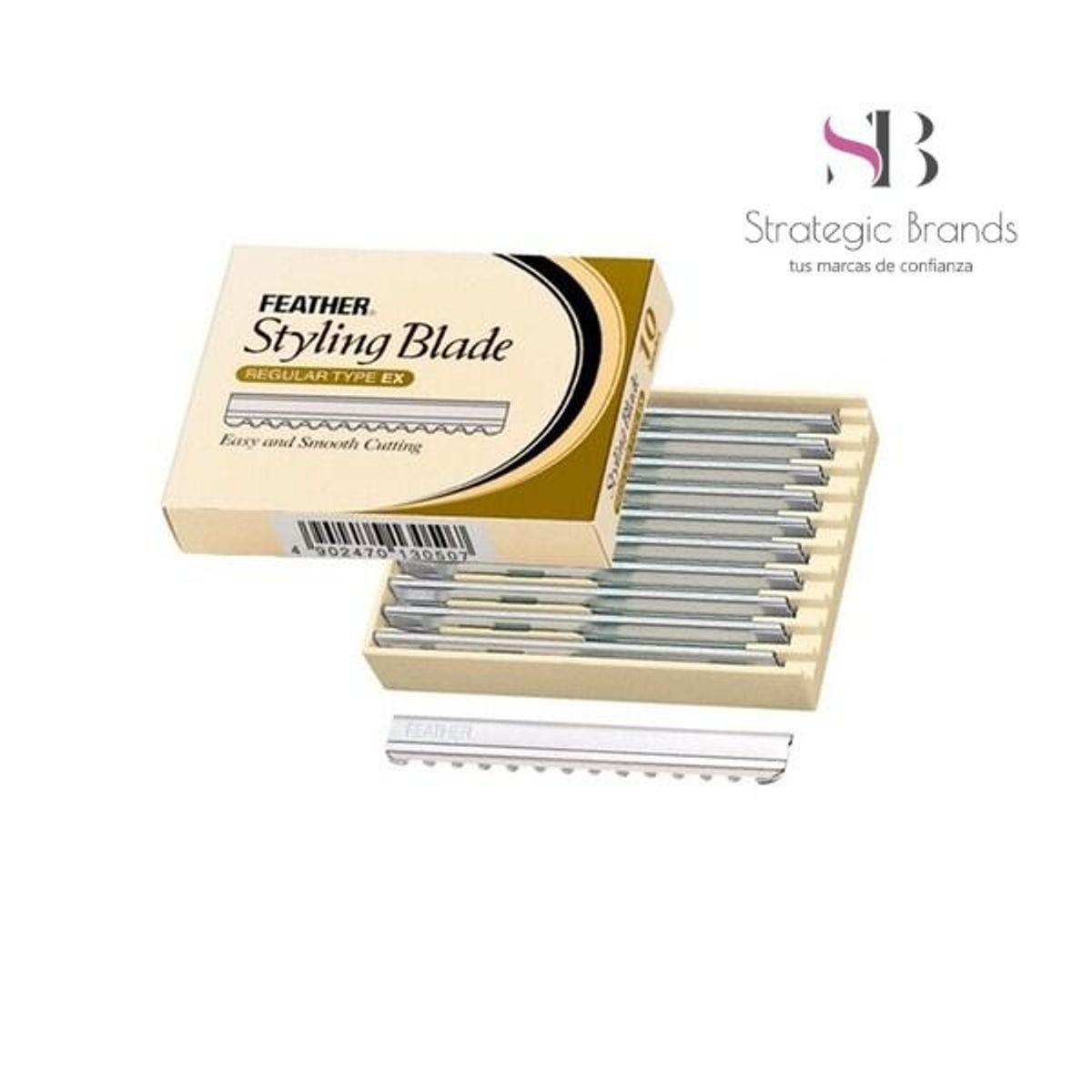 FEATHER - Hojas de Afeitar Navajas FEATHER Caja x10 Cuchillas de Acero Japones