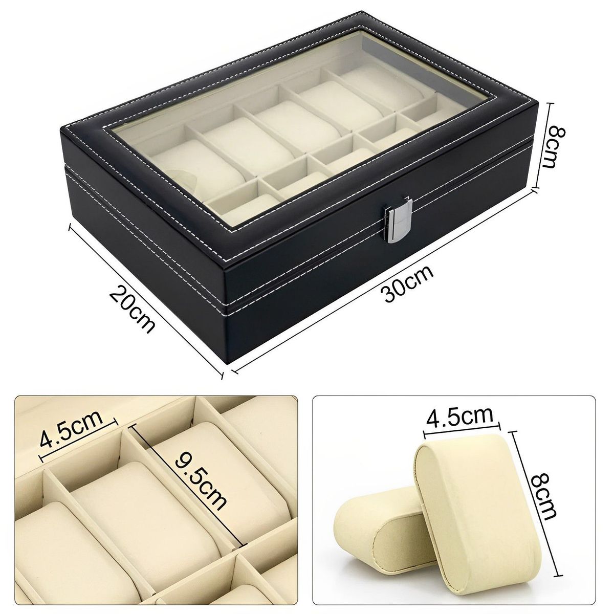 INSPIRA - Caja Organizador Porta Relojes de 12 Compartimientos