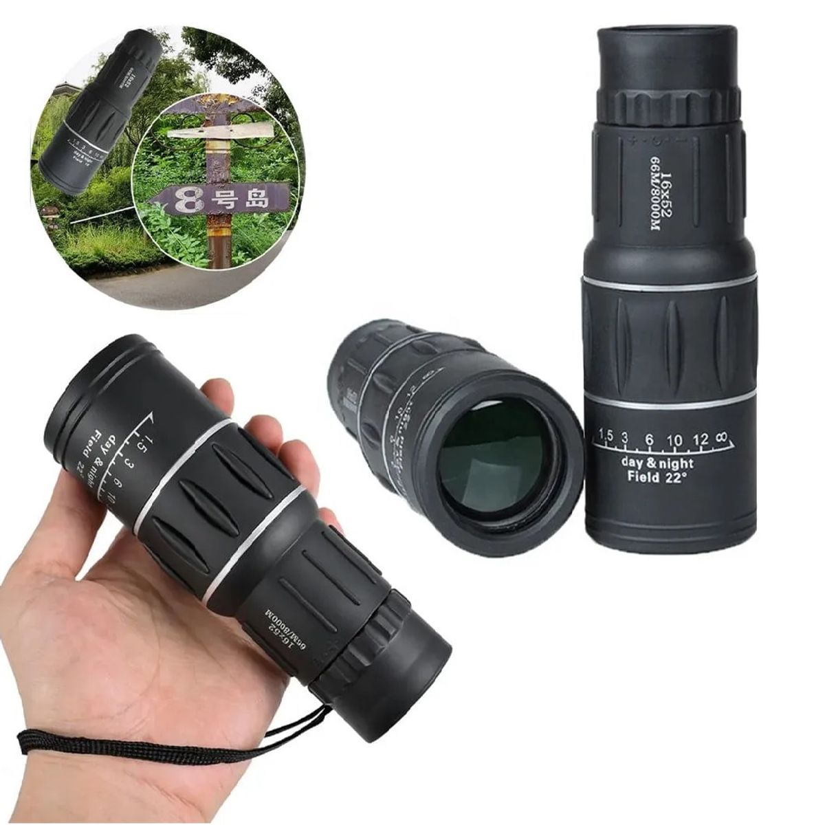 CAFINI - Telescopio monocular 16x52 doble enfoque óptico Zoom Cafini