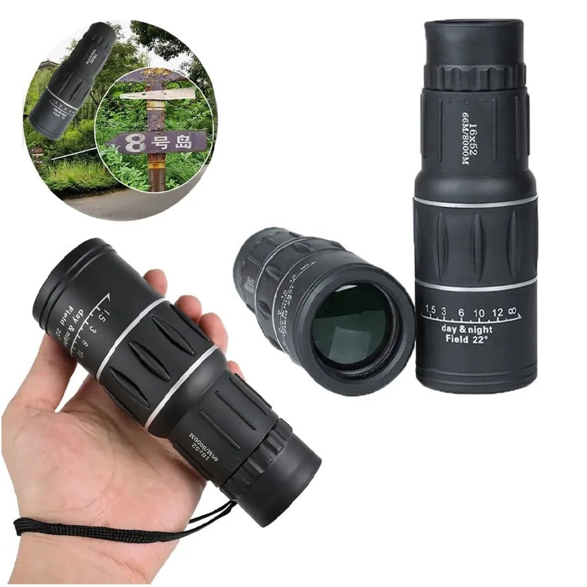 CAFINI - Telescopio monocular 16x52 doble enfoque óptico Zoom Cafini