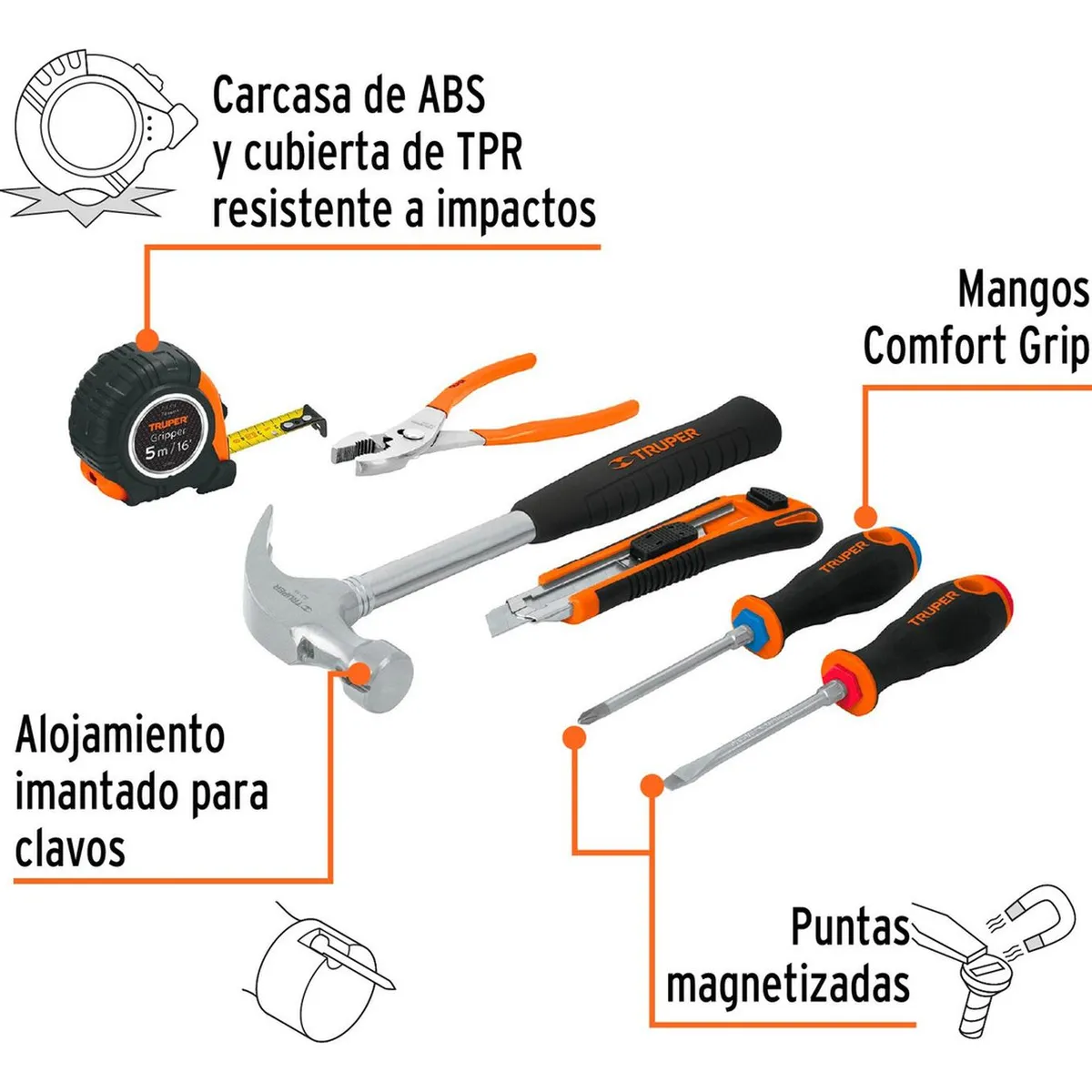 TRUPER - Juego de 6 Herramientas caseras Truper