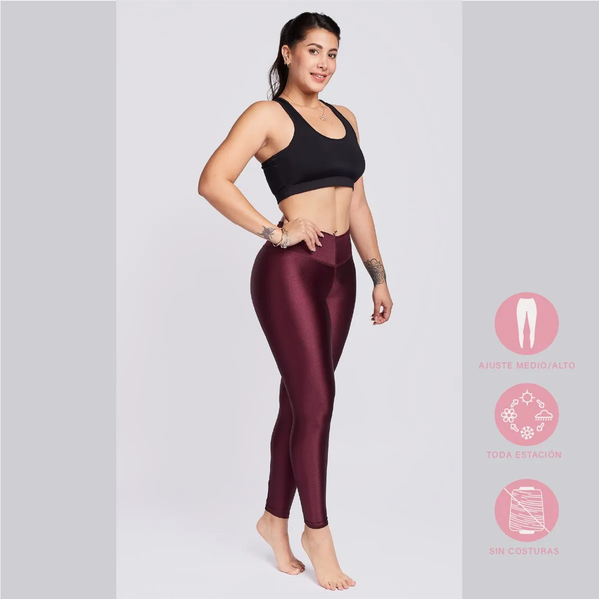 SOLO LEGGINGS - Leggins Gloss -Licras -Leggings - Vino