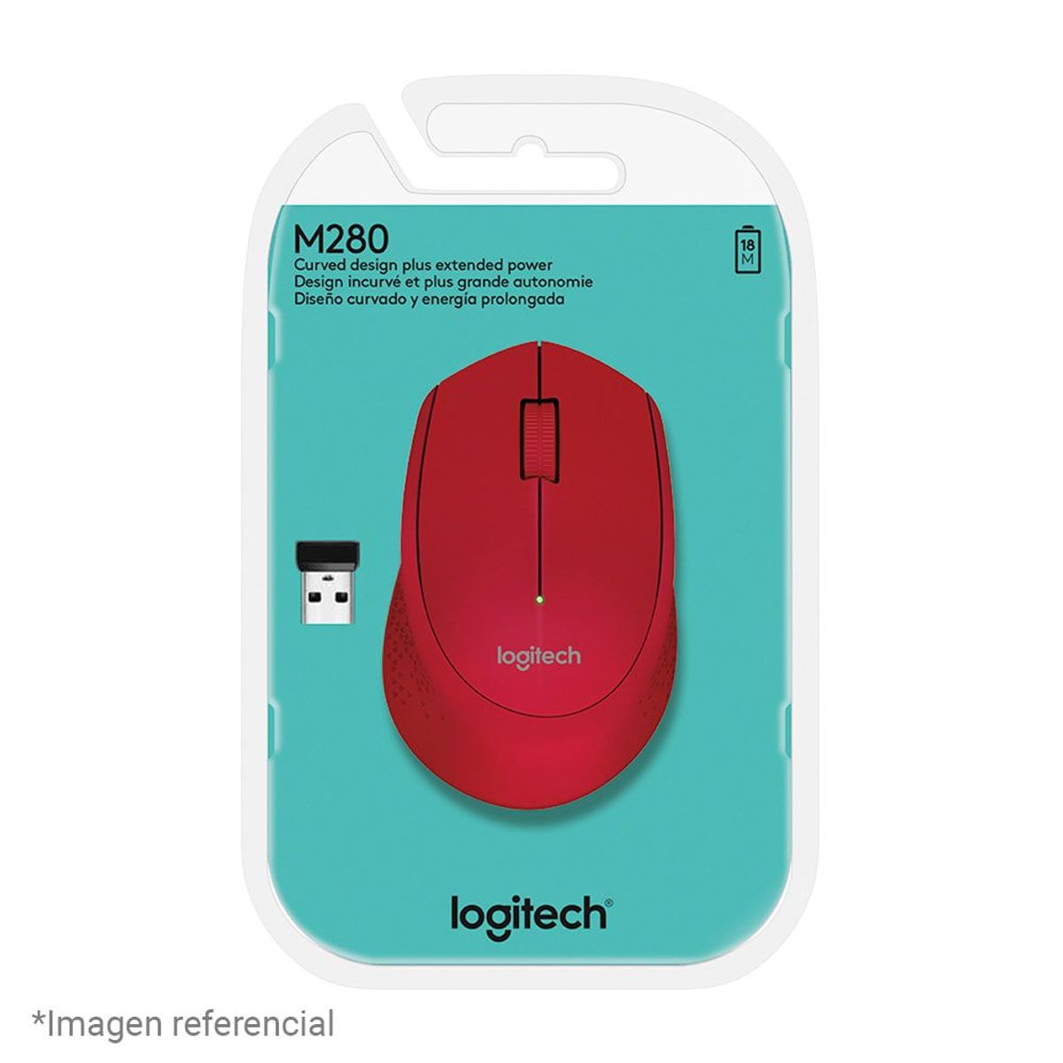 LOGITECH - Mouse Logitech M280 Rojo Inalambrico Red  Laptop Wireless