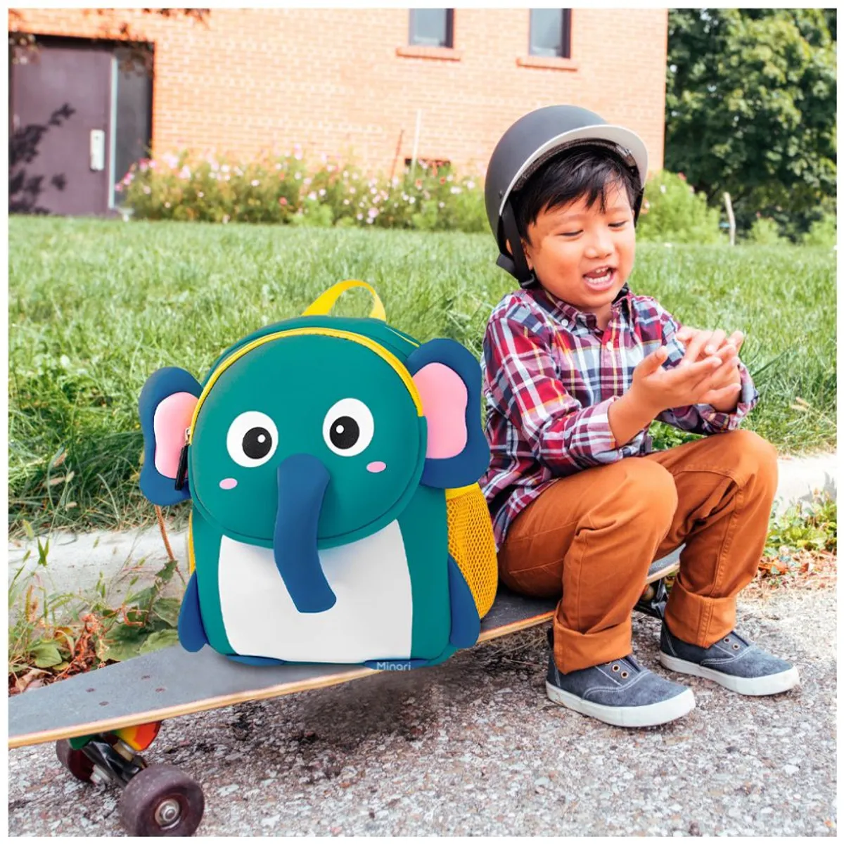 MINARI - Mochila  Escolar Infantil para Niños de Elefante Az 725M