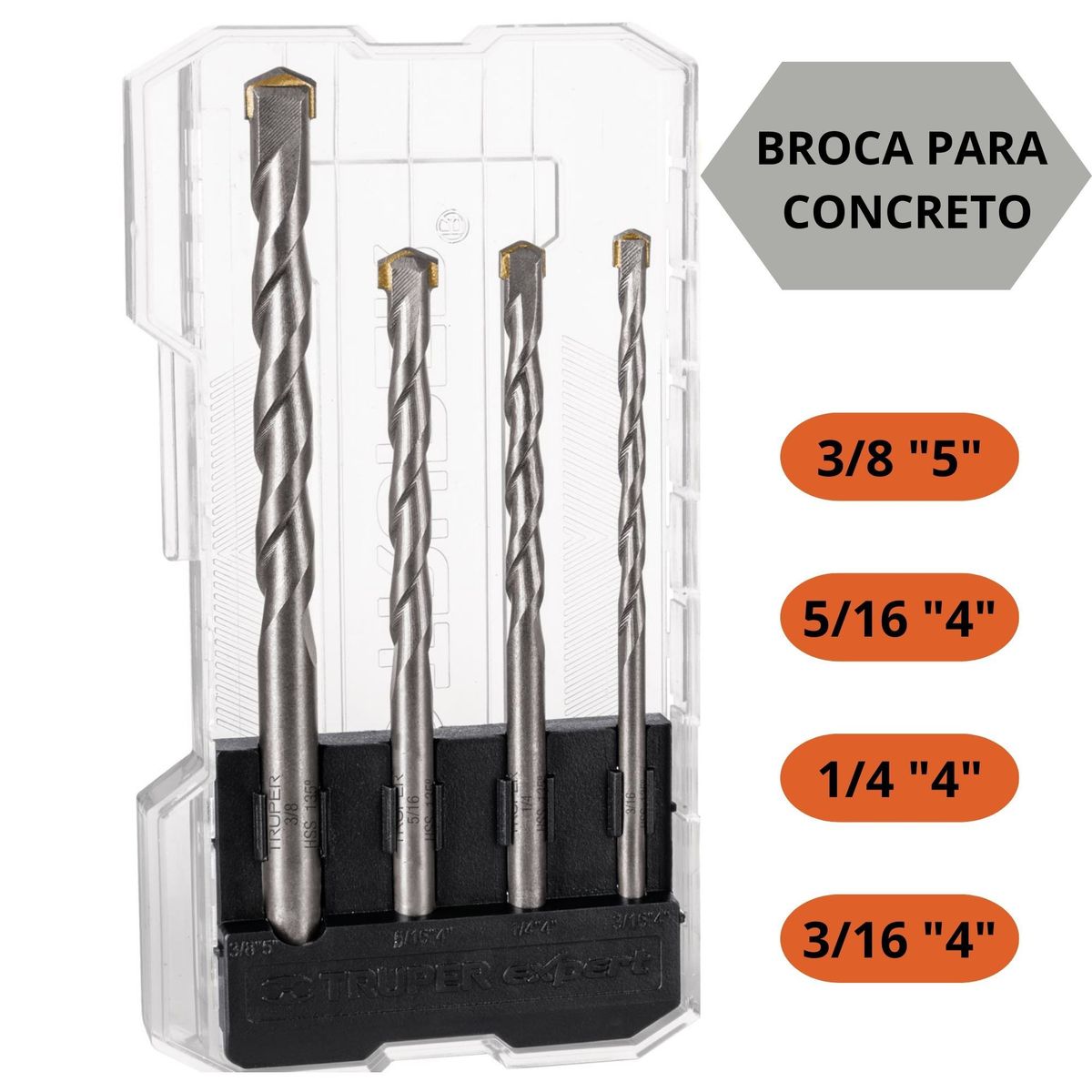 TRUPER - Juego brocas para metal y brocas para concreto 11 piezas , truper