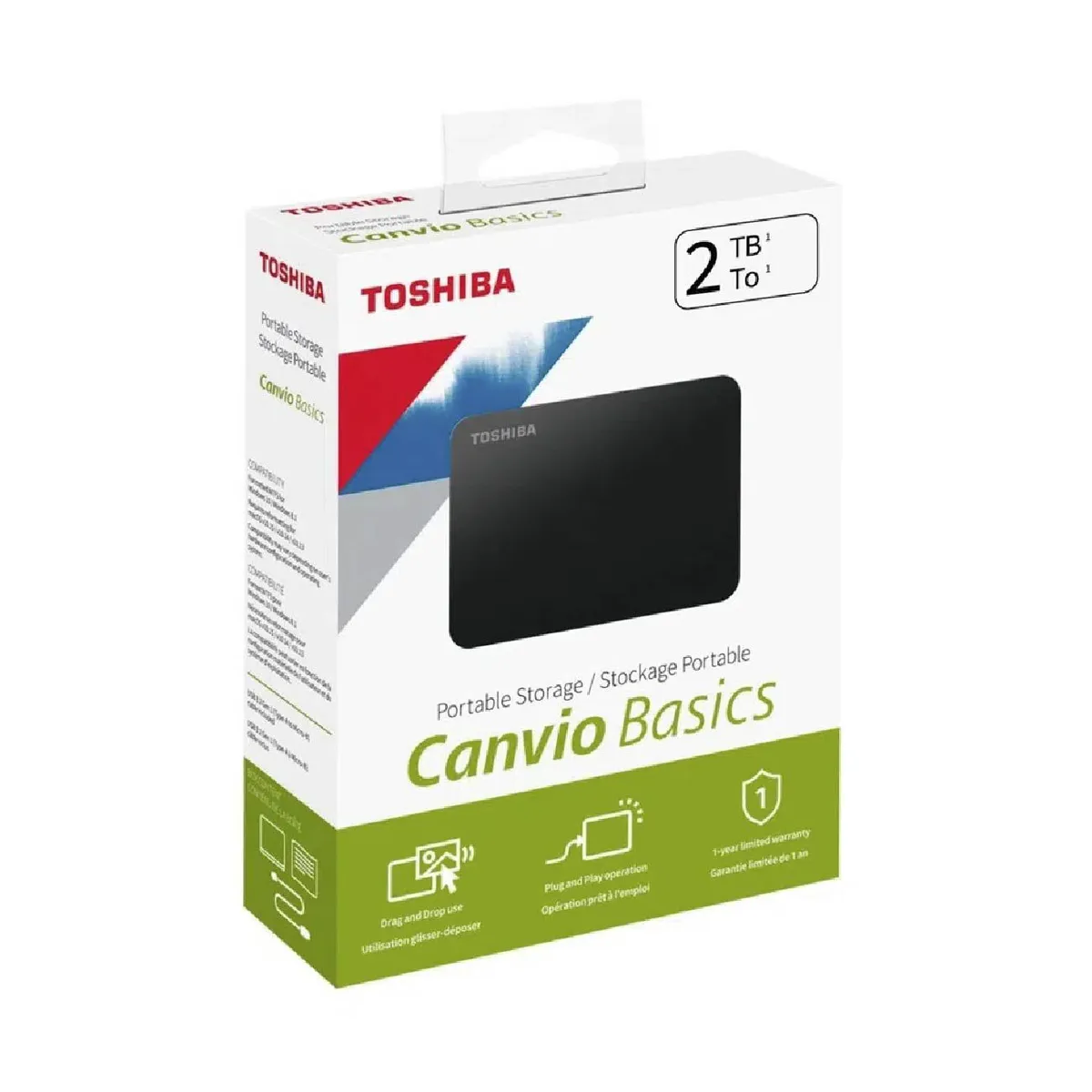 TOSHIBA - Disco Duro Externo 2TB Toshiba Canvio Basics USB 3.0