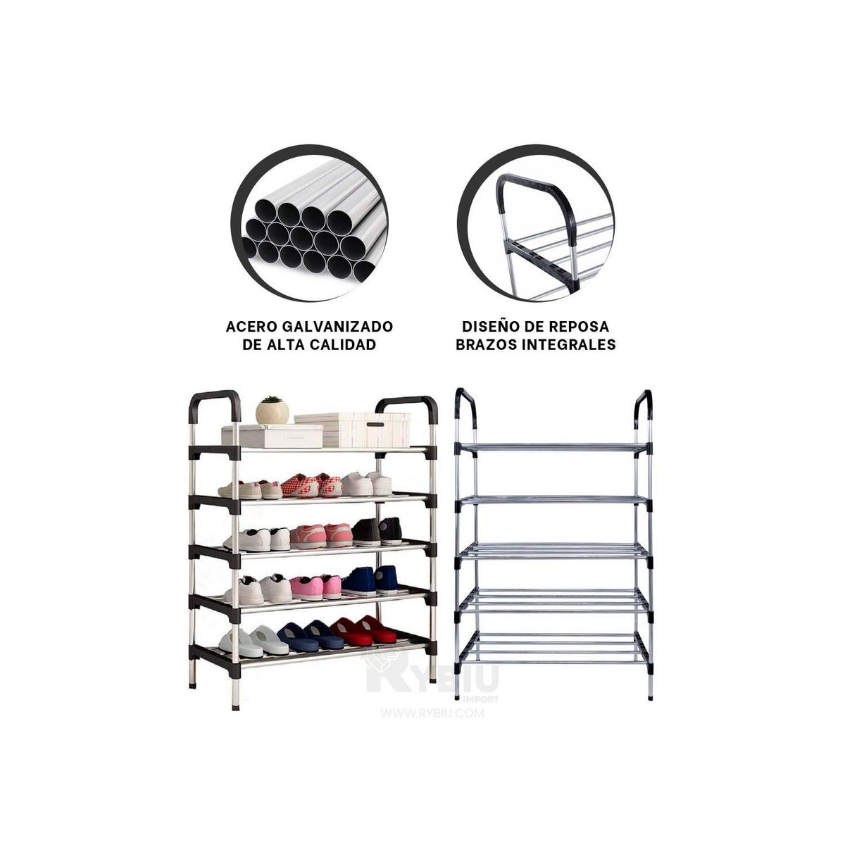 LH ELECTRONIC - Zapatera Organizador Estante 5 Niveles Grande Negro