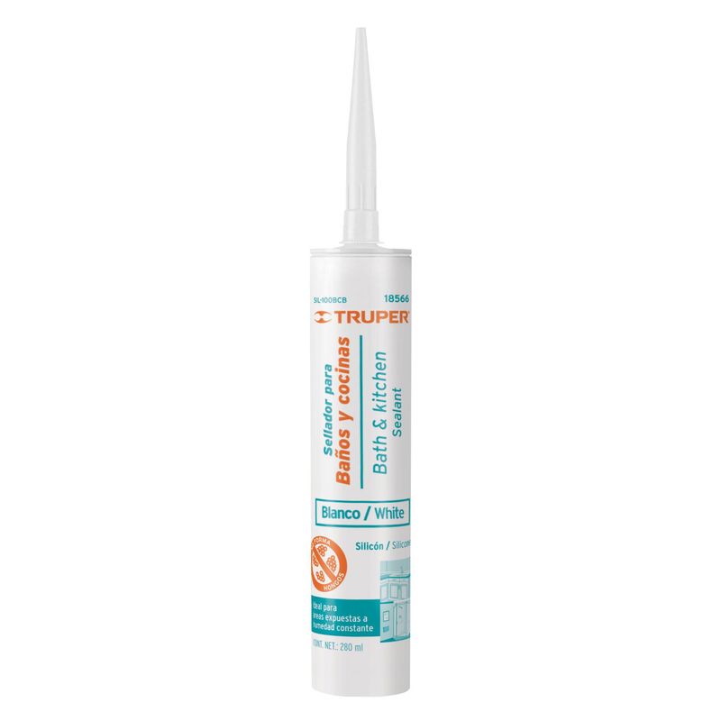 TRUPER - Silicona blanca, sellador para baños y cocina, 280 ml, truper