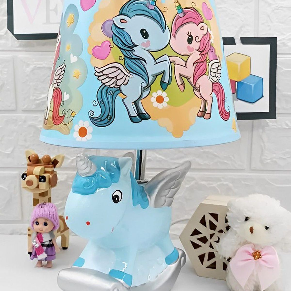 INSPIRA MARKET - Hermosa Lámpara de Mesa Velador Unicornio Niño Niña