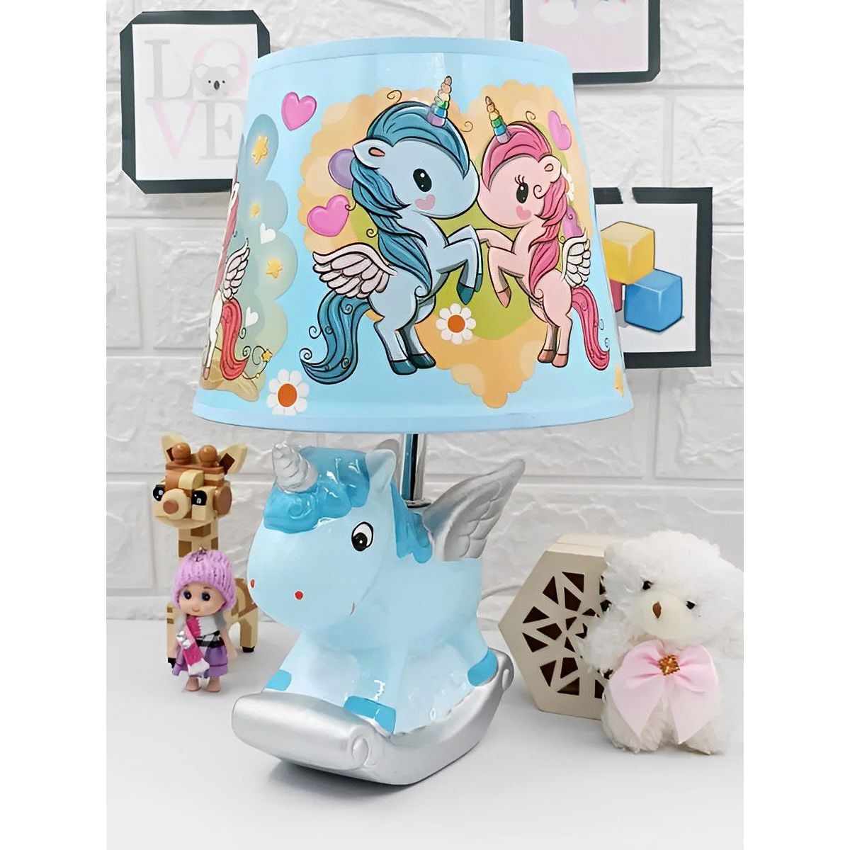 INSPIRA MARKET - Hermosa Lámpara de Mesa Velador Unicornio Niño Niña