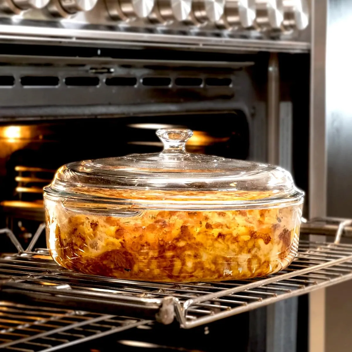 PYR O REY - Cacerola de Vidrio con Tapa - 3 Litros