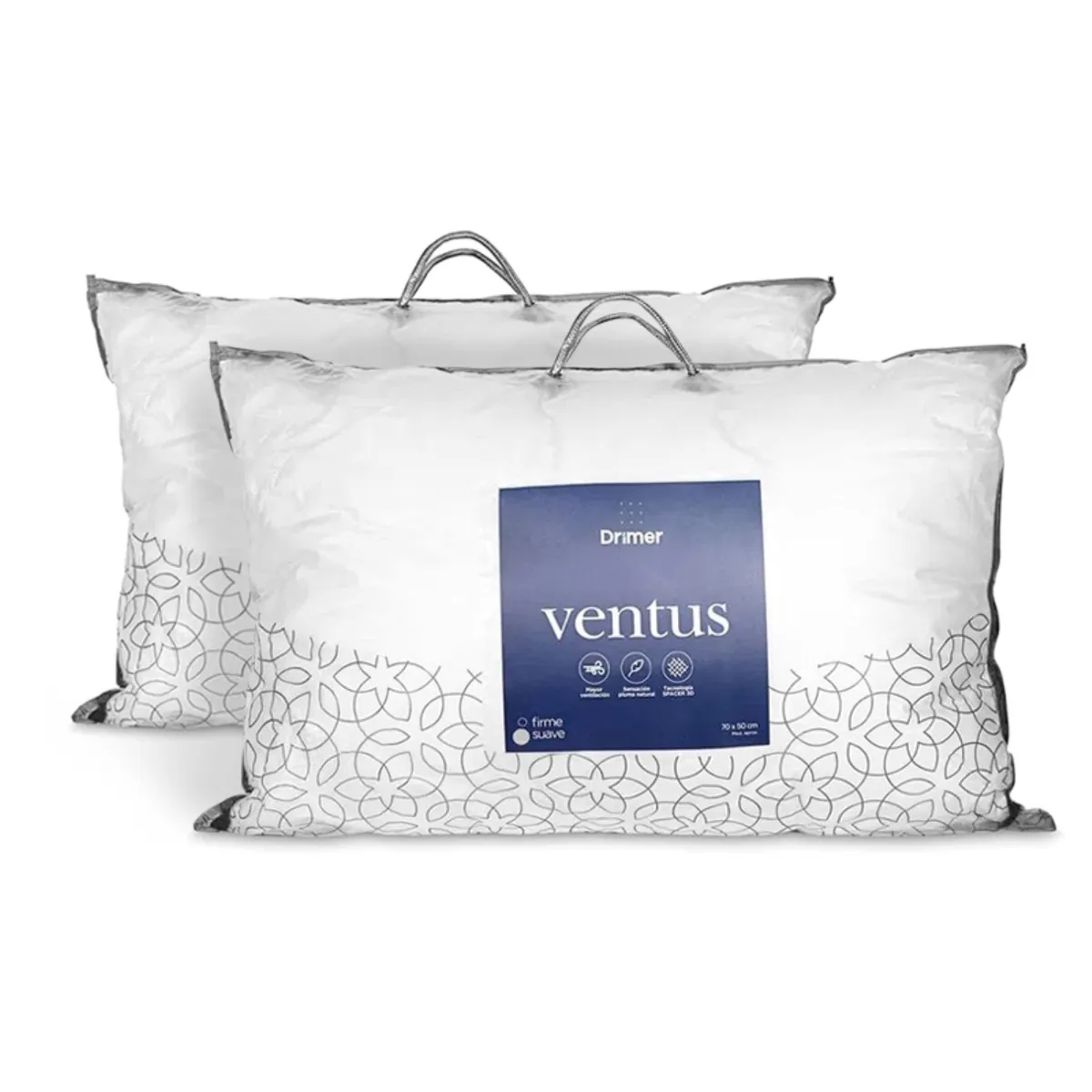DRIMER - Pack X 2 Almohadas Ventus Soft 70x50cm.