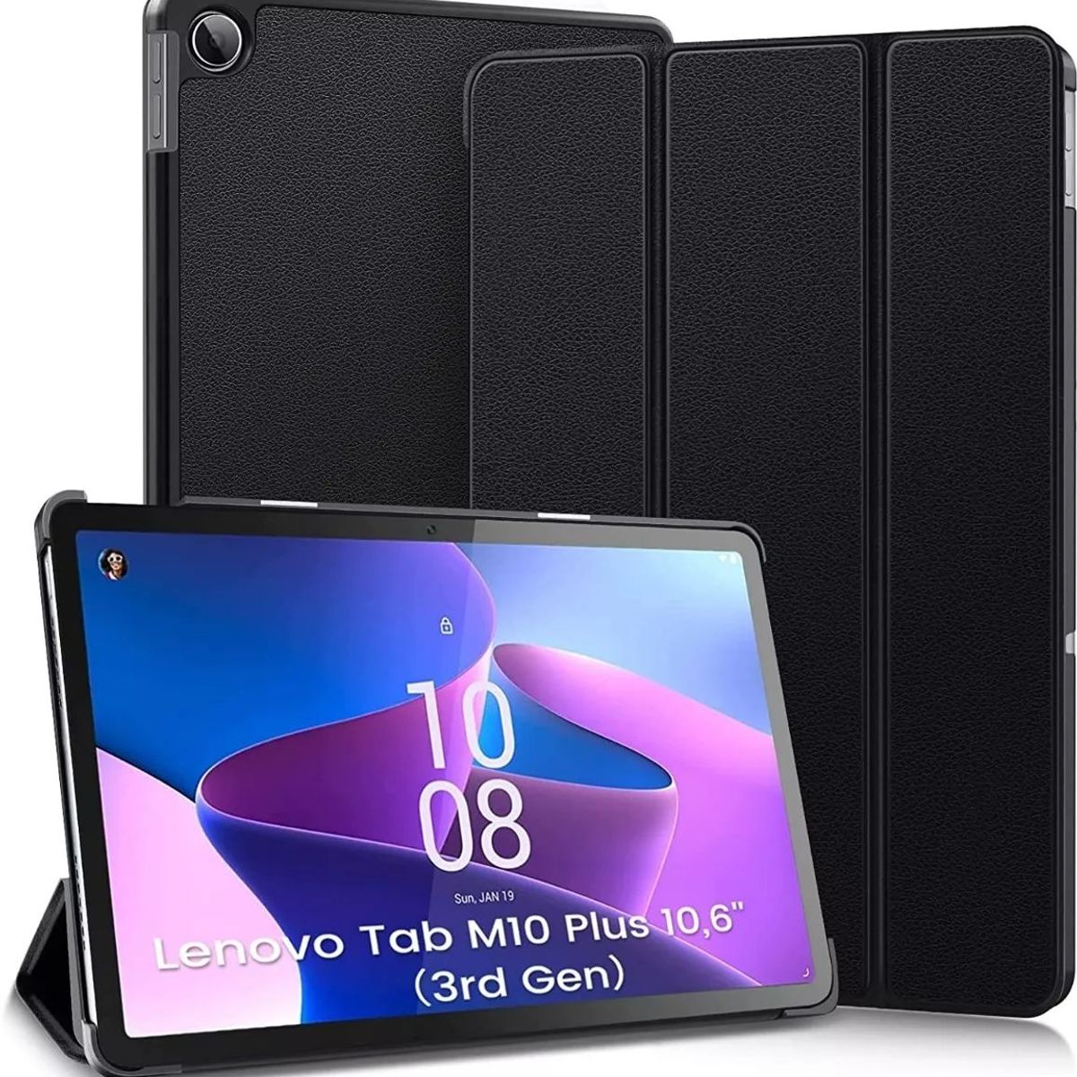 GENERICO - Funda para Tablet lenovo m10 Plus 3era Generación 10.6 Bookcover negro