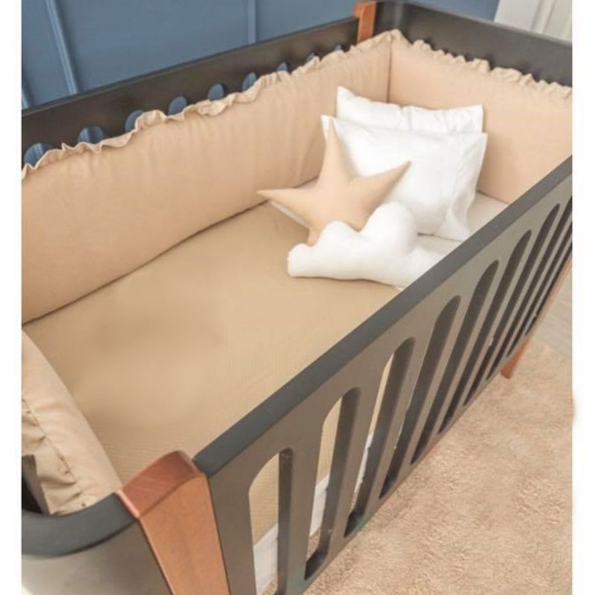 GENERICO - Protectores Laterales Parachoques de cuna color beige