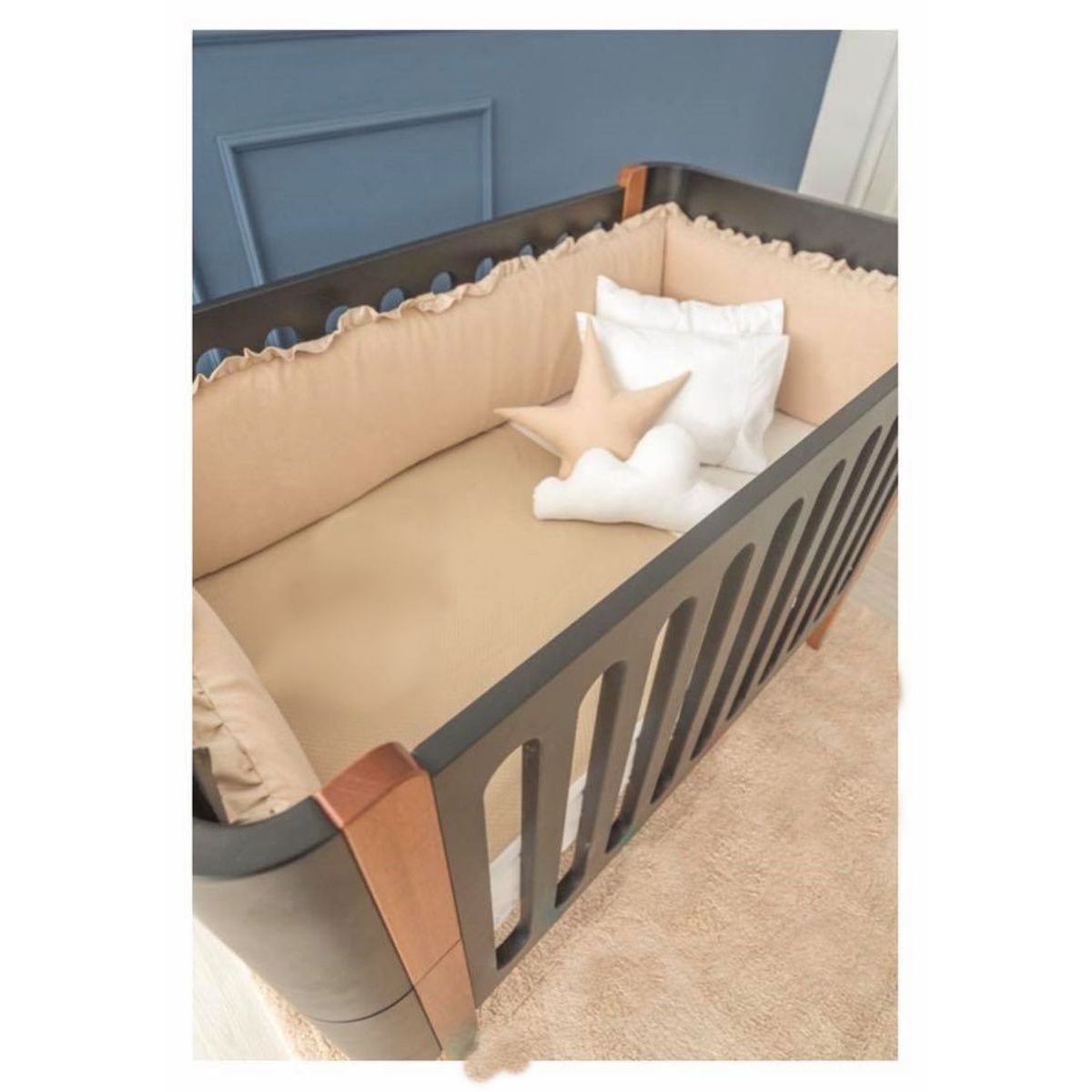 GENERICO - Protectores Laterales Parachoques de cuna color beige