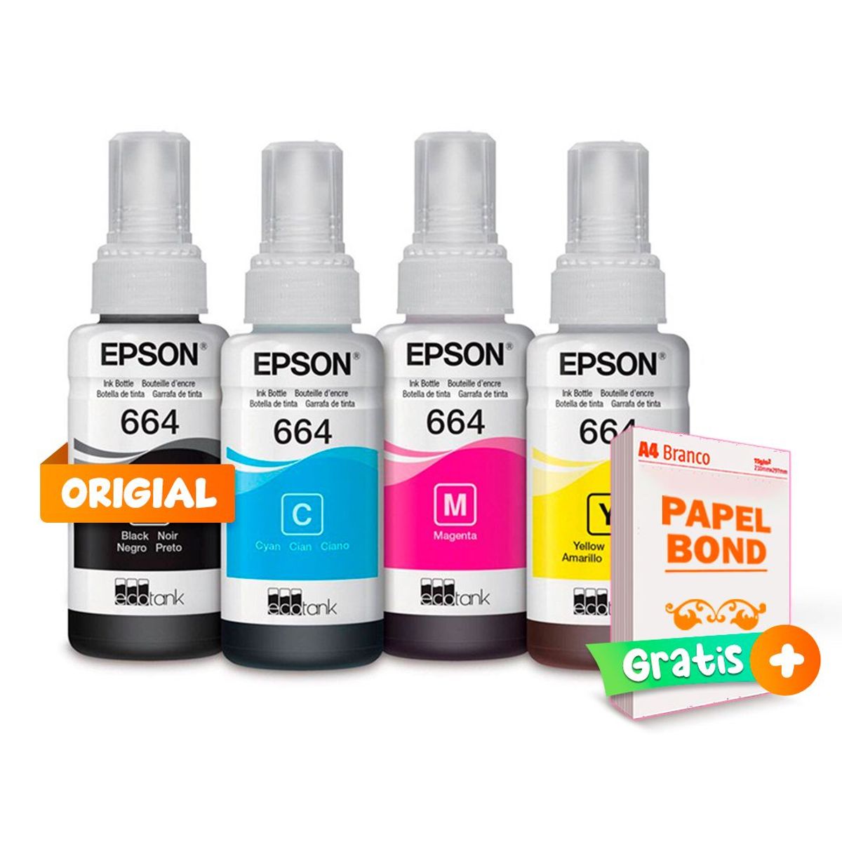 EPSON - Set 4 tintas EPSON T664 Sistema Continuo l395 l380 l575 l555 L1300