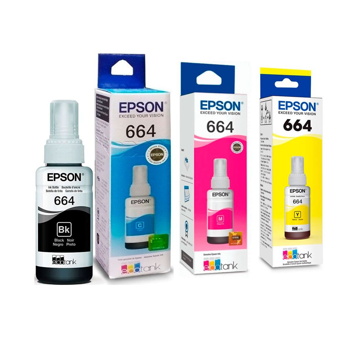 EPSON - Set 4 tintas EPSON T664 Sistema Continuo l395 l380 l575 l555 L1300