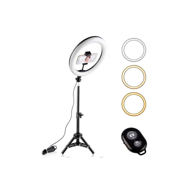 GENERICO - Aro Luz Led Anillo 30 Cm + Tripode 2.1 METROS + Bluetooth