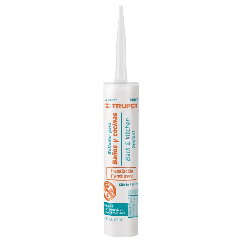TRUPER - Silicona transparente, sellador para baños y cocina, 280 ml, Truper
