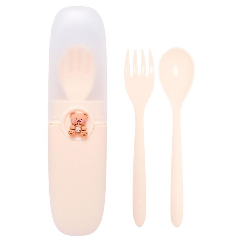 MINARI - Juego Cubiertos de Niños y Estuche con Tapa Porta Cubiertos Crema 01C