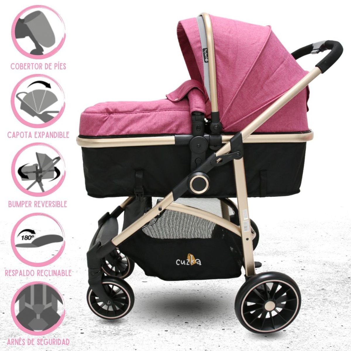 EBABY - Coche Deportivo Moisés «CARRI DELUXE» PINK
