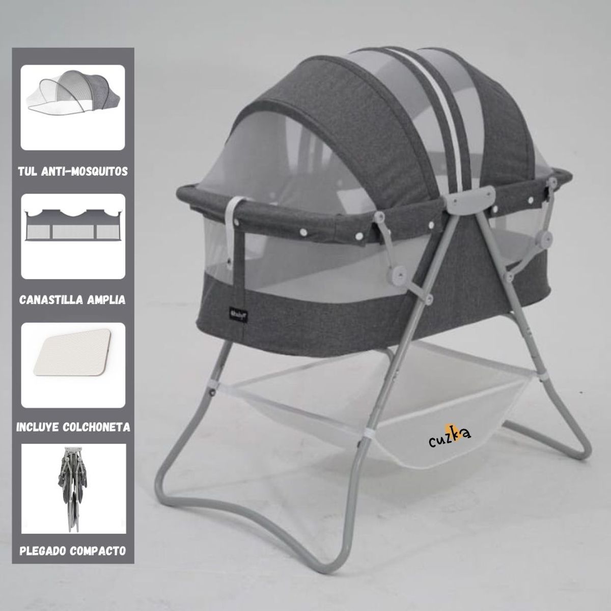 EBABY - Cuna Portátil Plegable Para Bebé »DOLLY» GRAY