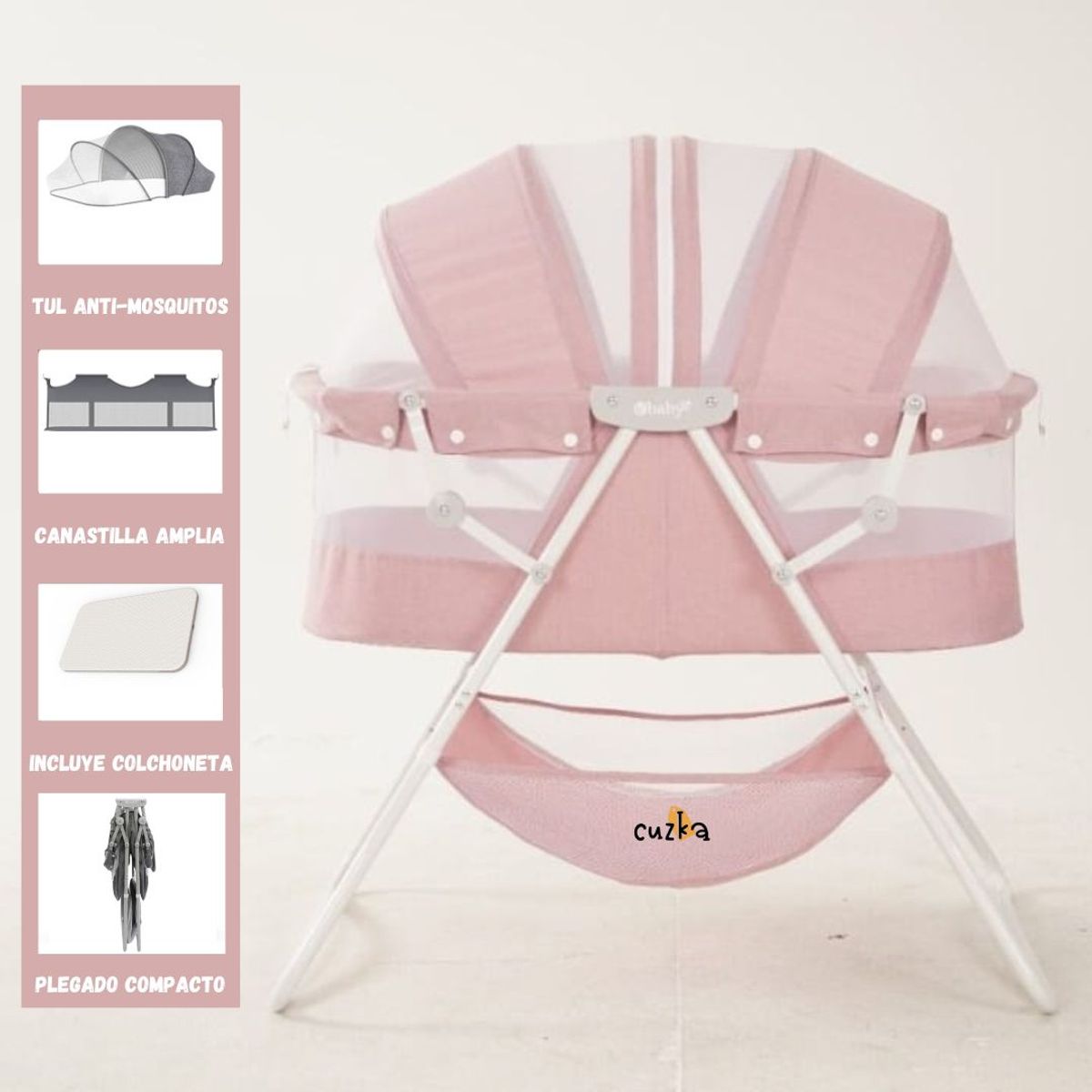 EBABY - Cuna Portátil Plegable Para Bebé »DOLLY» PINK
