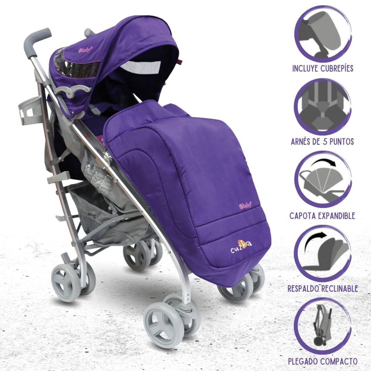 EBABY - Coche Bastón para Bebé Deportivo »VAYO» Purple