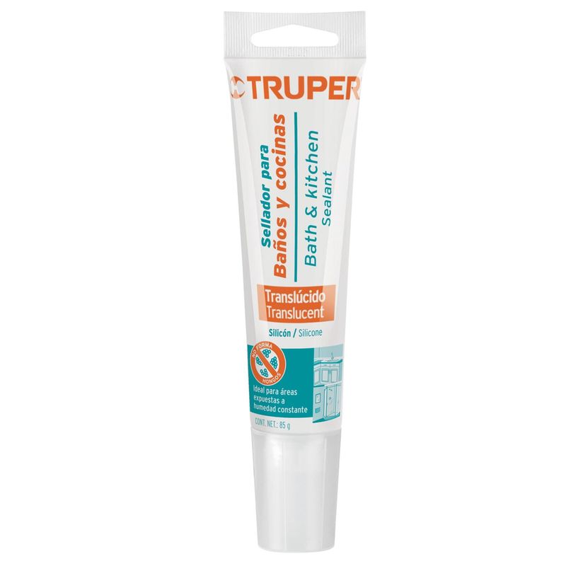 TRUPER - Silicona transparente sellador baños y cocina Truper