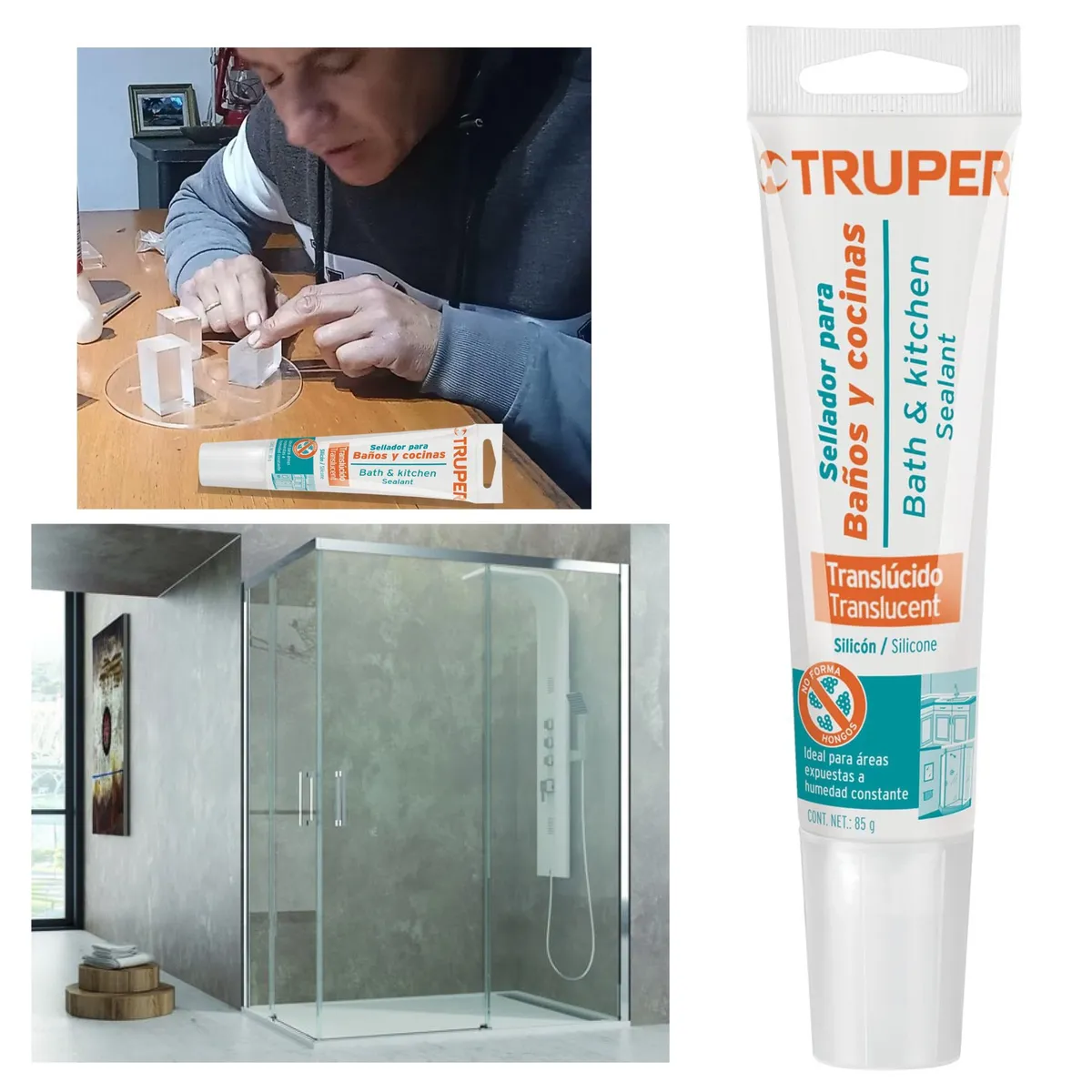 TRUPER - Silicona transparente sellador baños y cocina Truper