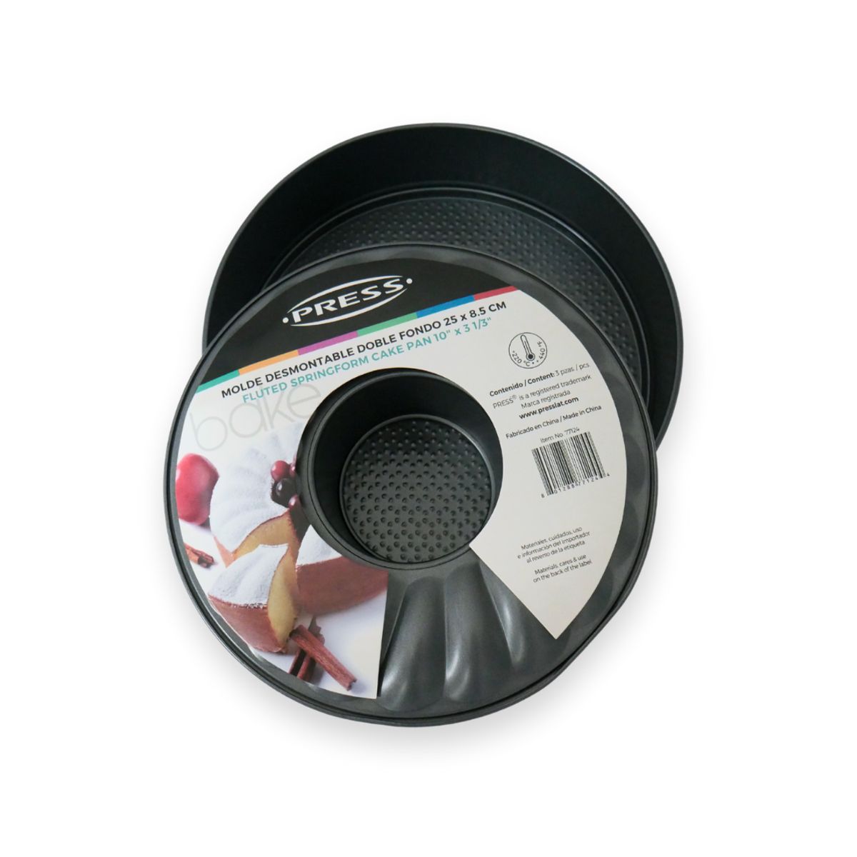 PRESS - Molde Desmontable Doble Fondo 25 x 8.5 cm Línea Antiadher. - PRESS